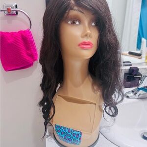 Elegant Brown Wavy 20 inches Human Hair Wig